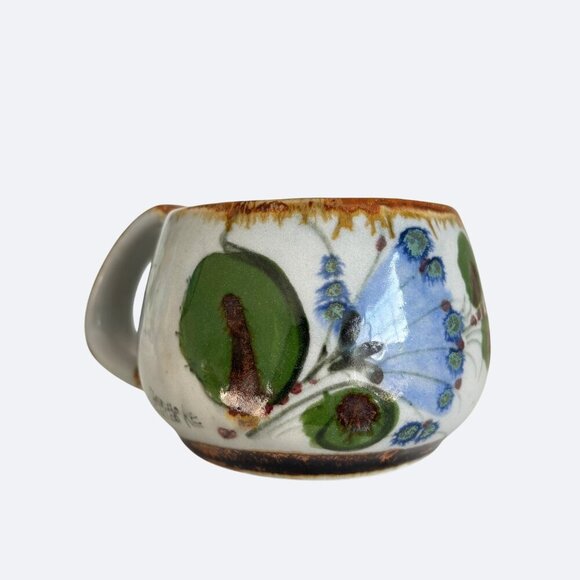 Ken Edwards Handmade Ceramic Coffee Cup Mug Signed Tonala Mexican Bird Floral - Picture 1 of 8